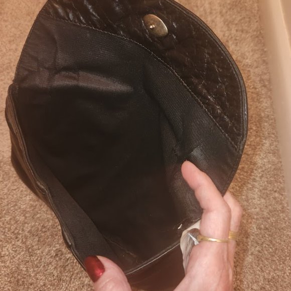 Vintage Black Leather Envelope Clutch - Picture 3 of 5